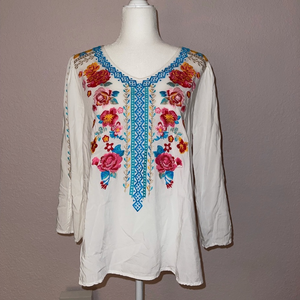 White floral blouse